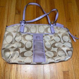 Coach Tan and Lavender Shoulder Bag